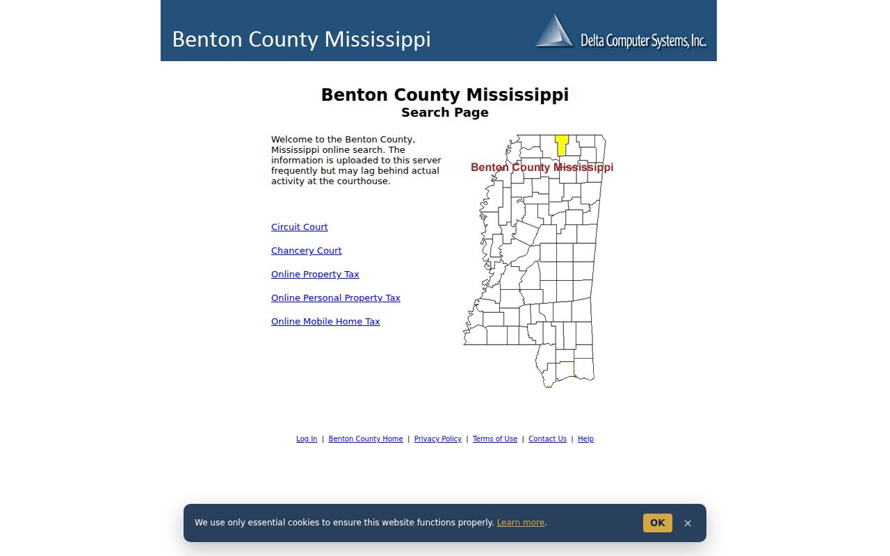 Benton County civil docket Chancery Court and deeds records index landing page