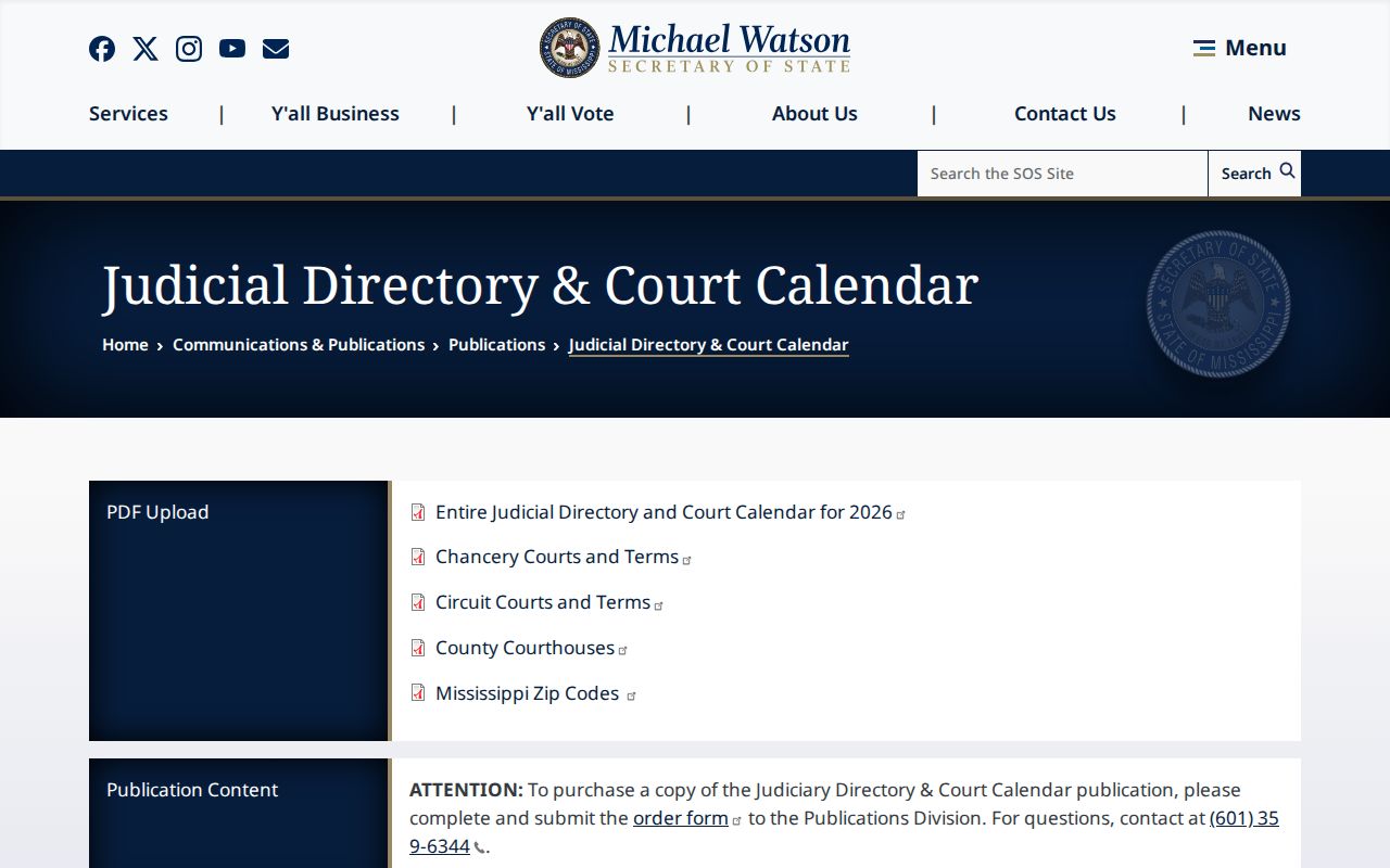 Benton County court calendar official judicial directory landing
