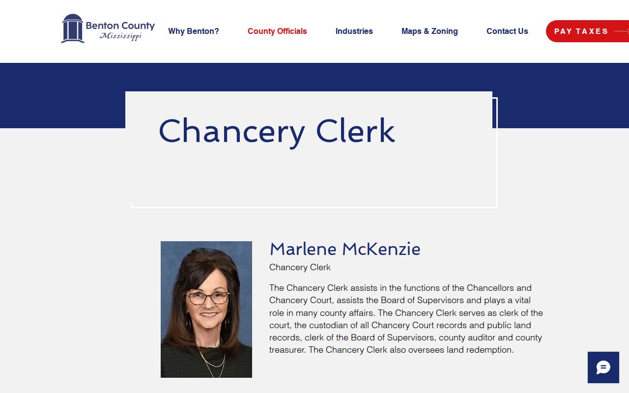 Benton County court docket Chancery Clerk record custody