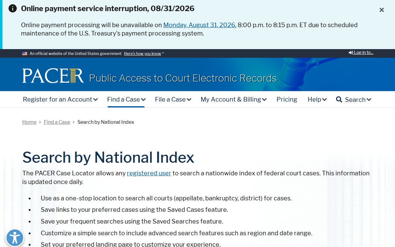 Benton County court docket PACER national case index