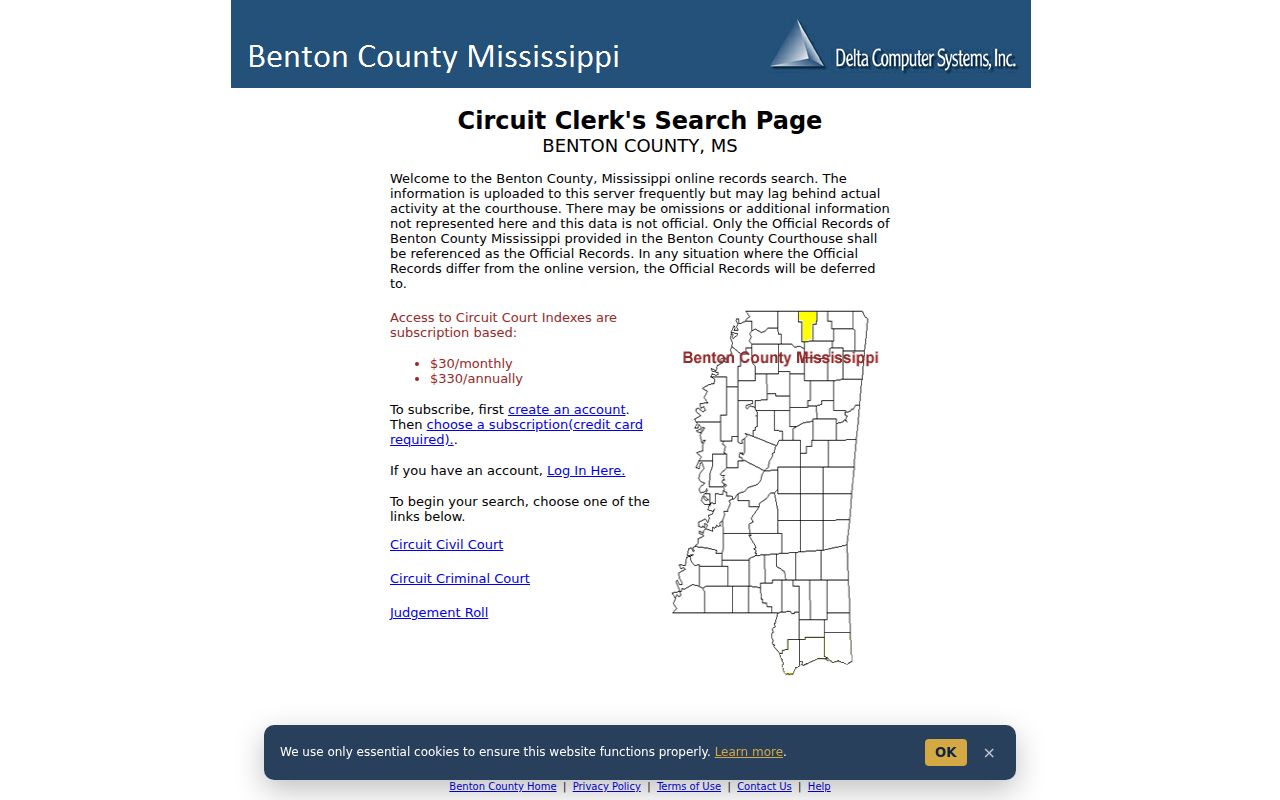 Benton County traffic court records Circuit index scope warning